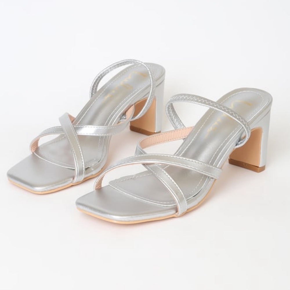 Lulu’s Larose Silver Metallic High Heel Sandals - Size 10 New, without box